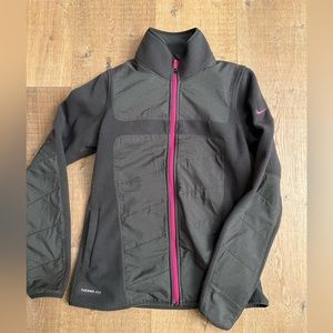 Nike Fleece Full Zip Up Therma-fit. Gray Pink Long Sleeve Jacket. Size small